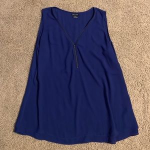 City Chic 16w blue zip front top